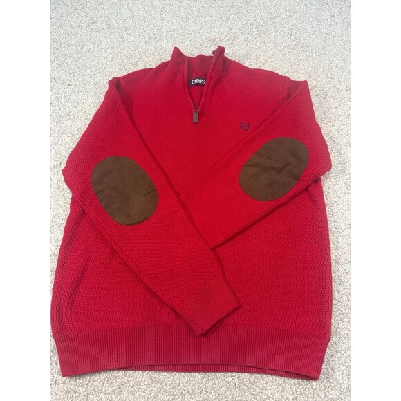 Chaps Other - Bright red chaps quarter zip elbow padded sweater men’s medium Ralph Lauren Polo